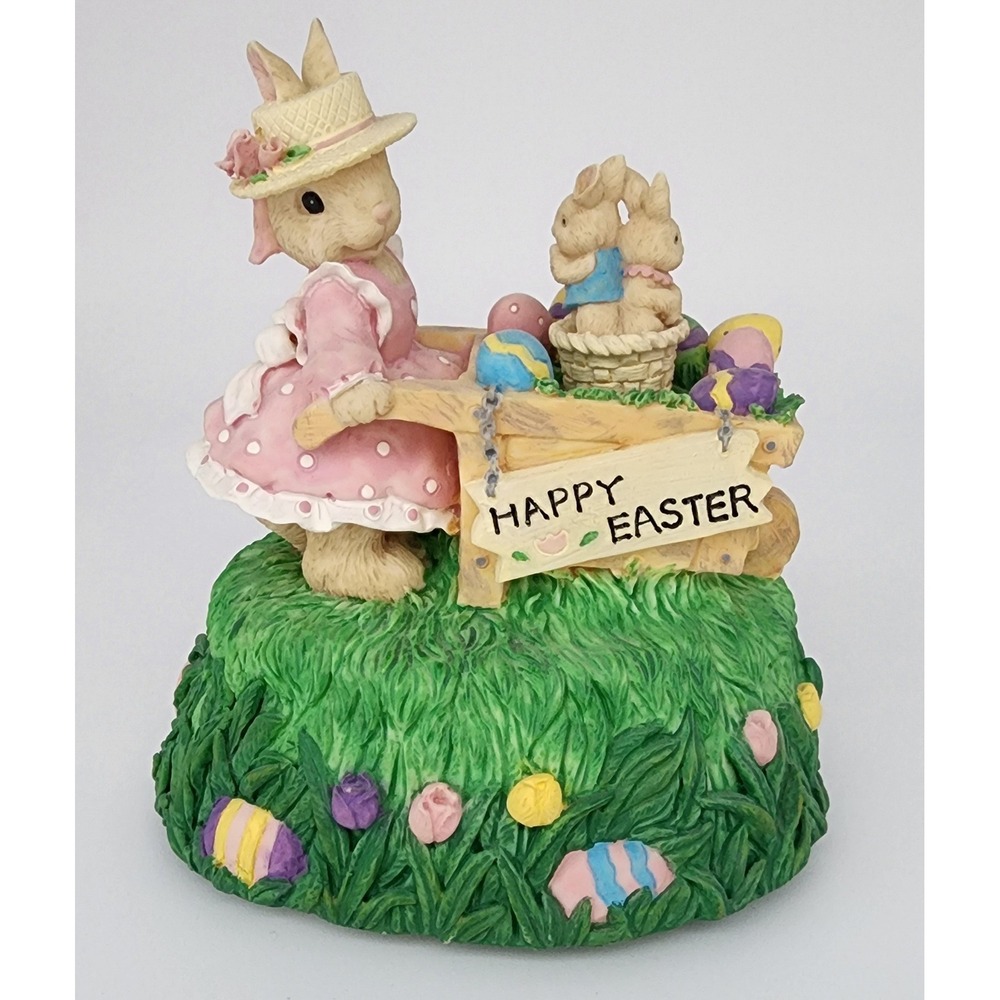 San Francisco Music Box Co Bunny Wheelbarrow Figurine 1997 Easter Parade Twirls